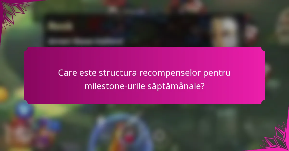 Care este structura recompenselor pentru milestone-urile săptămânale?