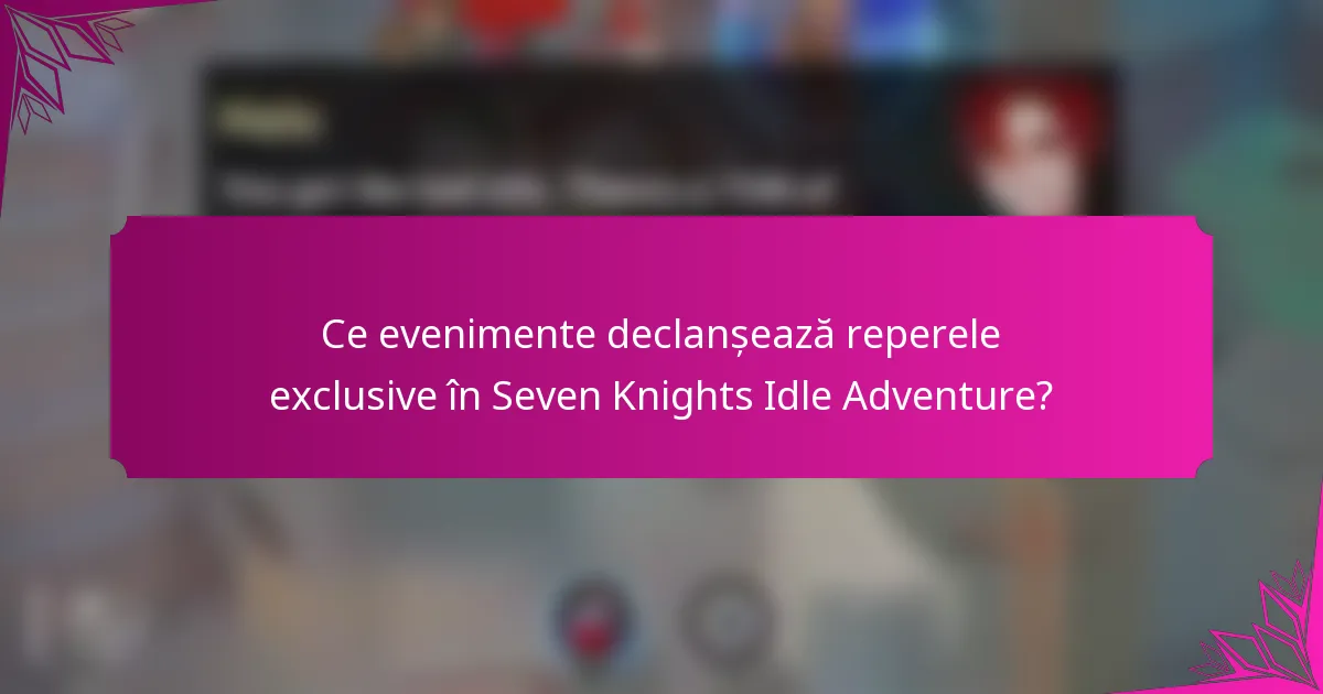 Ce evenimente declanșează reperele exclusive în Seven Knights Idle Adventure?