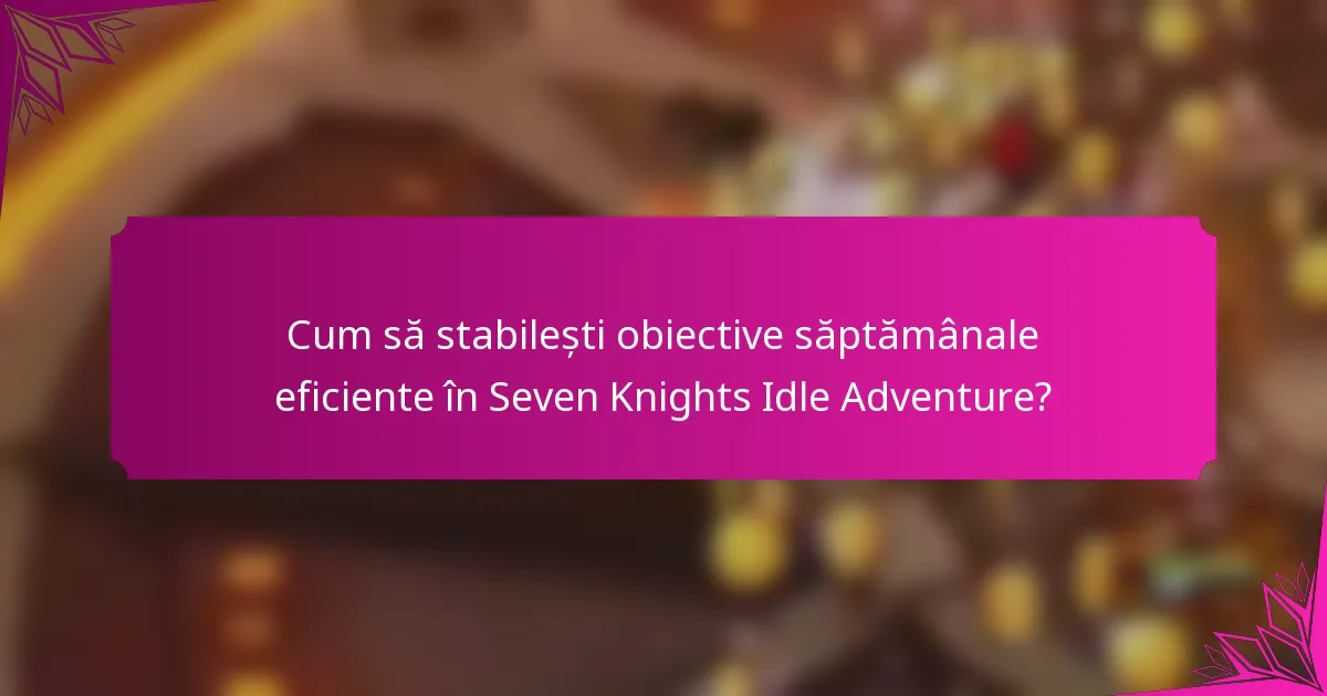 Cum să stabilești obiective săptămânale eficiente în Seven Knights Idle Adventure?